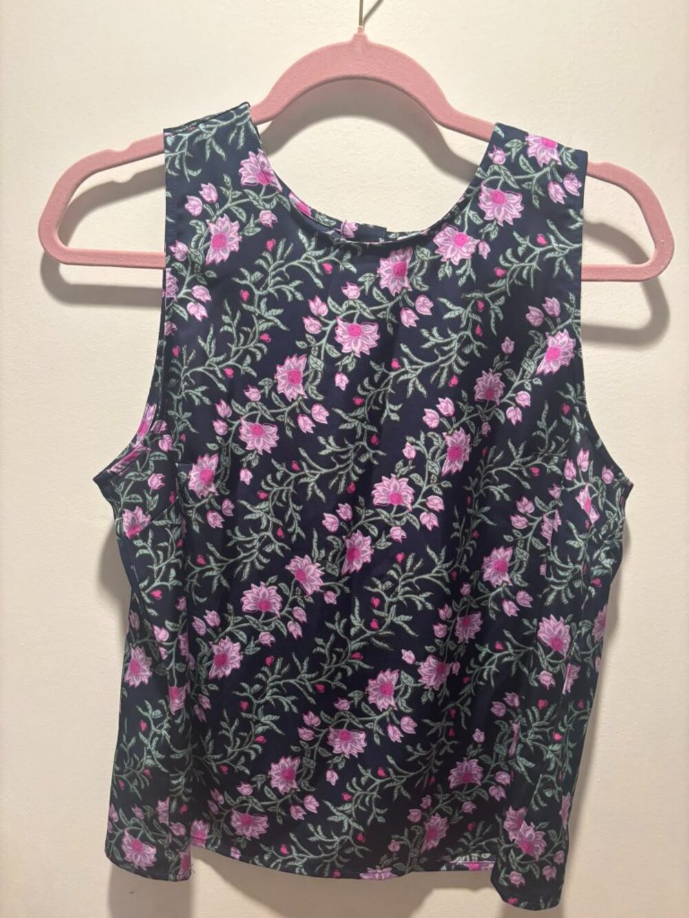 ## ✨ J. Crew Navy Floral Silk-Blend Sleeveless Blouse ✨ - Picture 4 of 4